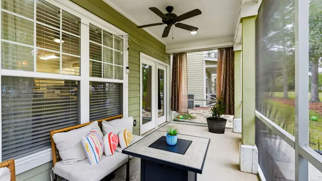 a backyard of house with swing and slide