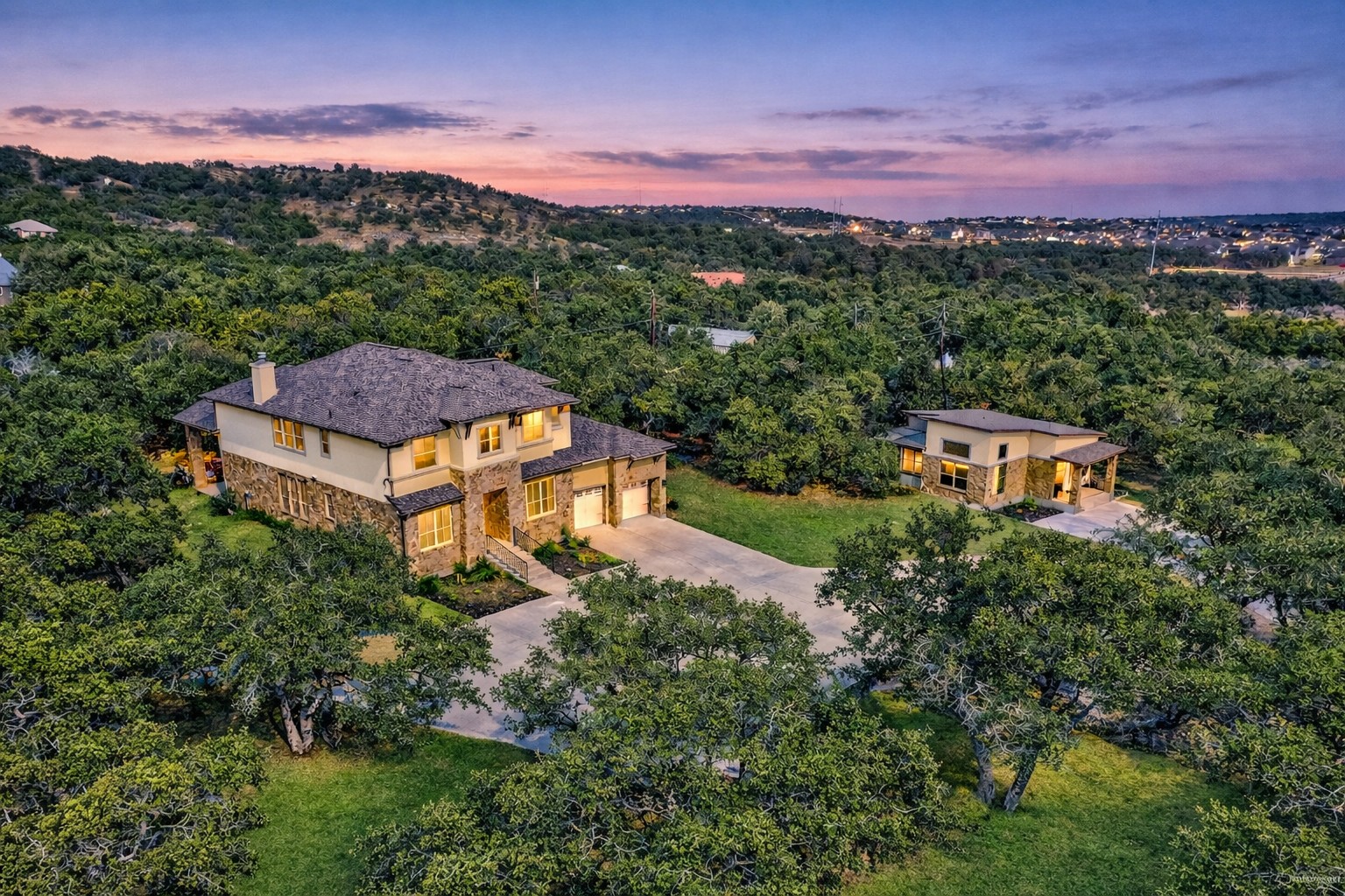 Aerial of 3+ acres and two homes