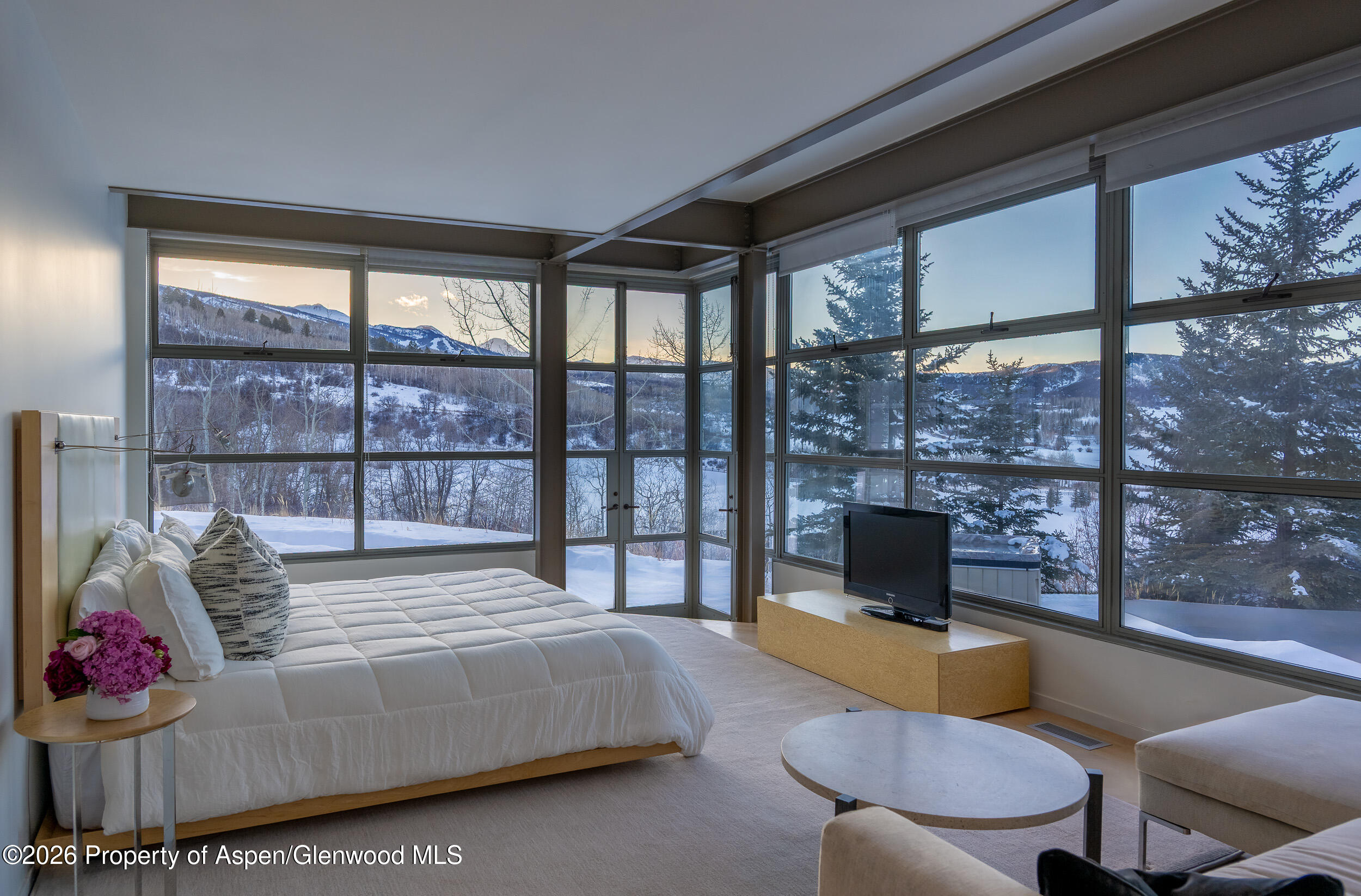 821 Cluny Road Aspen, CO 81611 - Photo 18 of 27 a bedroom with furniture and a large window