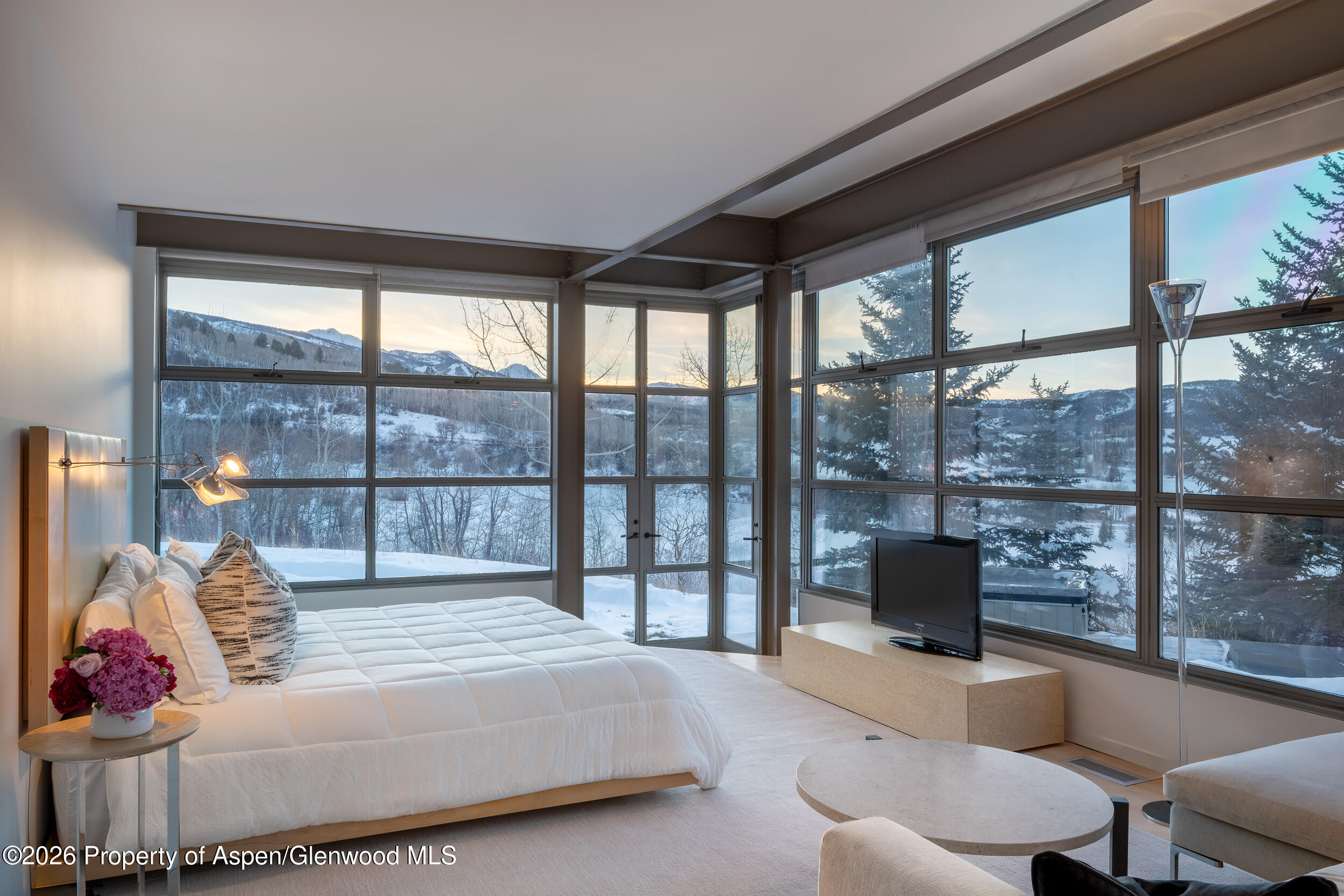 821 Cluny Road Aspen, CO 81611 - Photo 21 of 27 a bedroom with furniture and a large window
