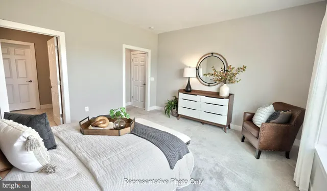 a bedroom with bed and a couch