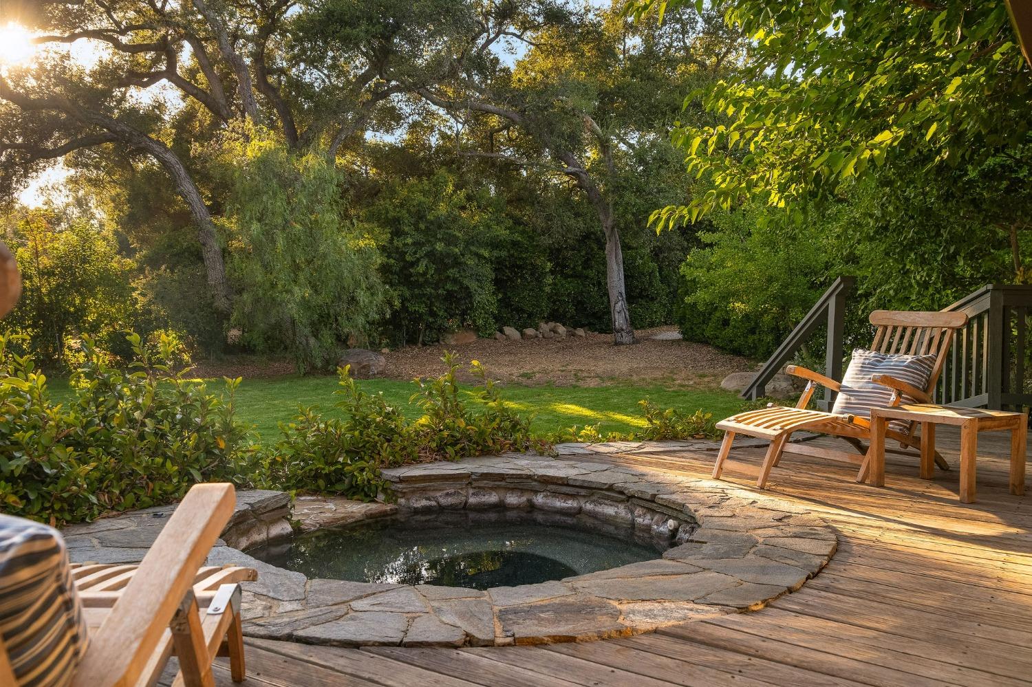 1001 Foothill Road Ojai, CA 93023 - Photo 24 of 50 a view of backyard with swimming pool and outdoor seating