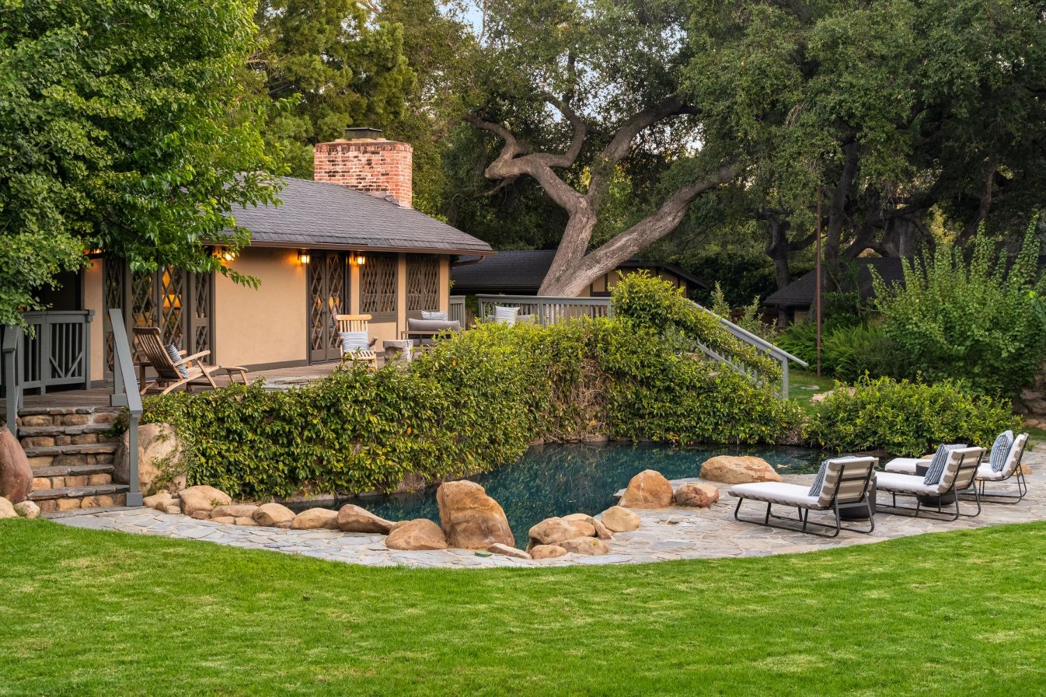 1001 Foothill Road Ojai, CA 93023 - Photo 45 of 50 a view of a house with backyard porch and sitting area
