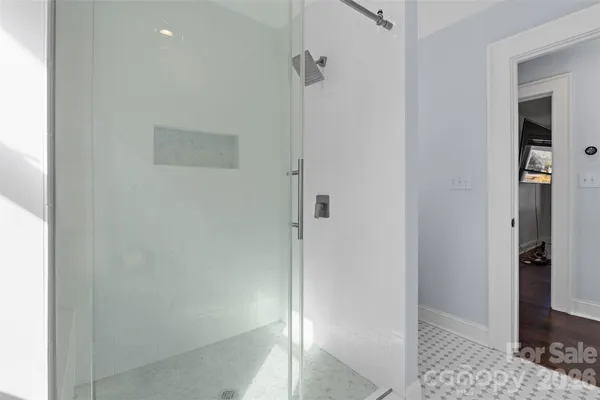 a bathroom with a shower