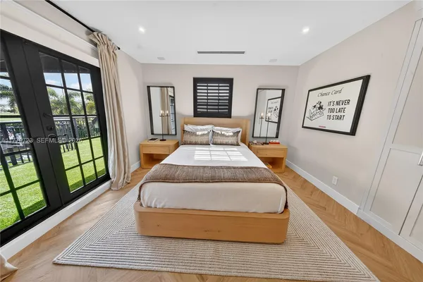 a view of a lake with a terrace