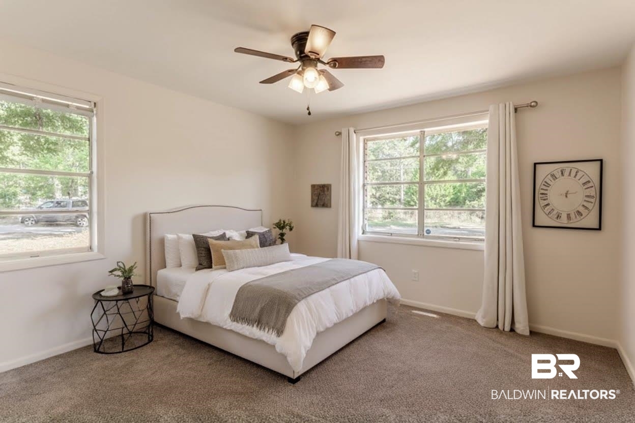 3970 Oak Ridge Avenue Mobile, AL 36619 - Photo 14 of 28 Carpeted bedroom with multiple windows and ceiling fan