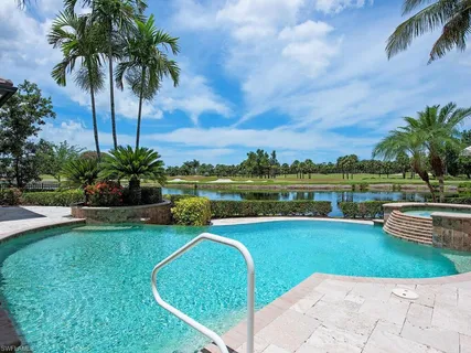 a view of a swimming pool and a garden
