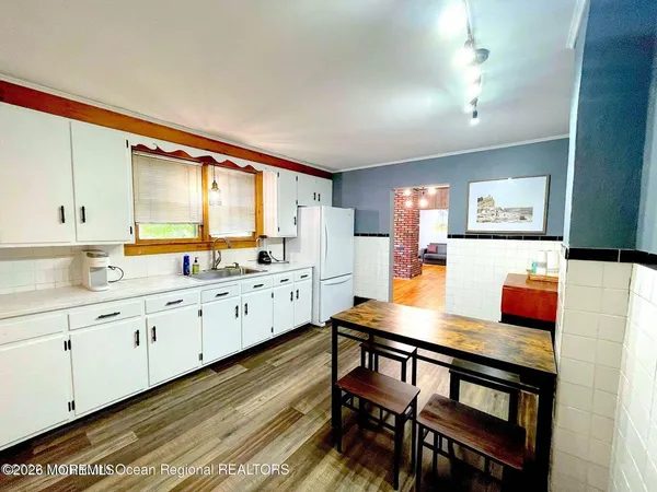 a balcony with seating area