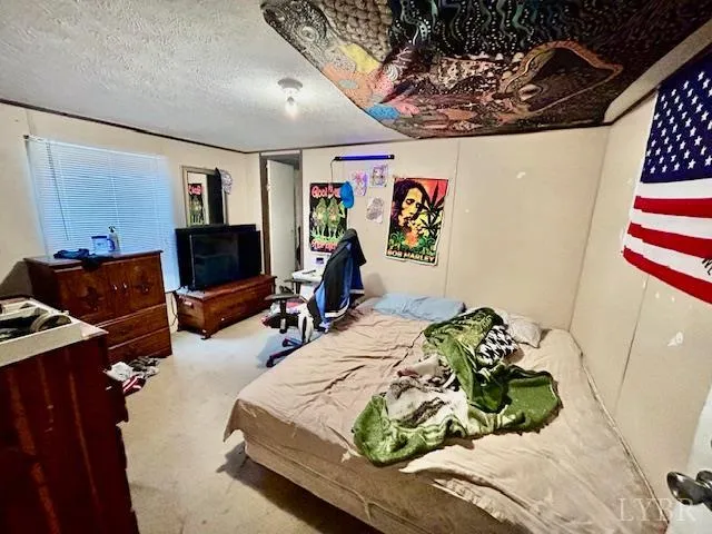 a bedroom with bed and a flat screen tv