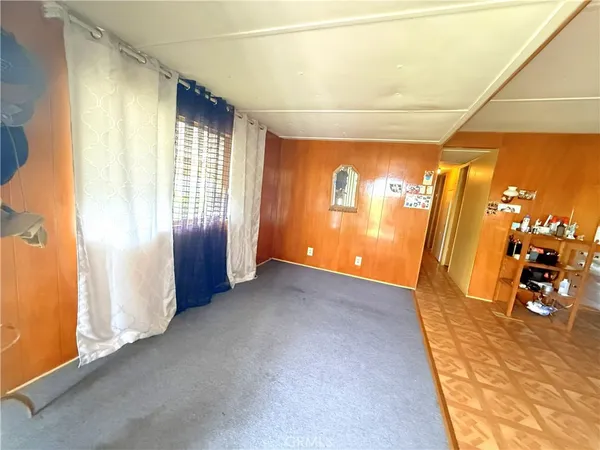 a view of a room with windows