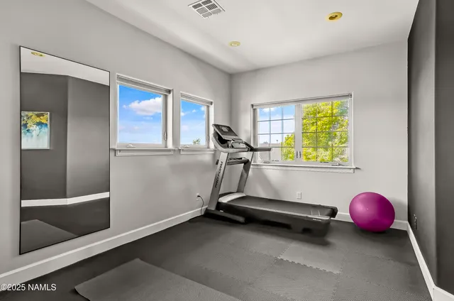 a view of a garden with a bench