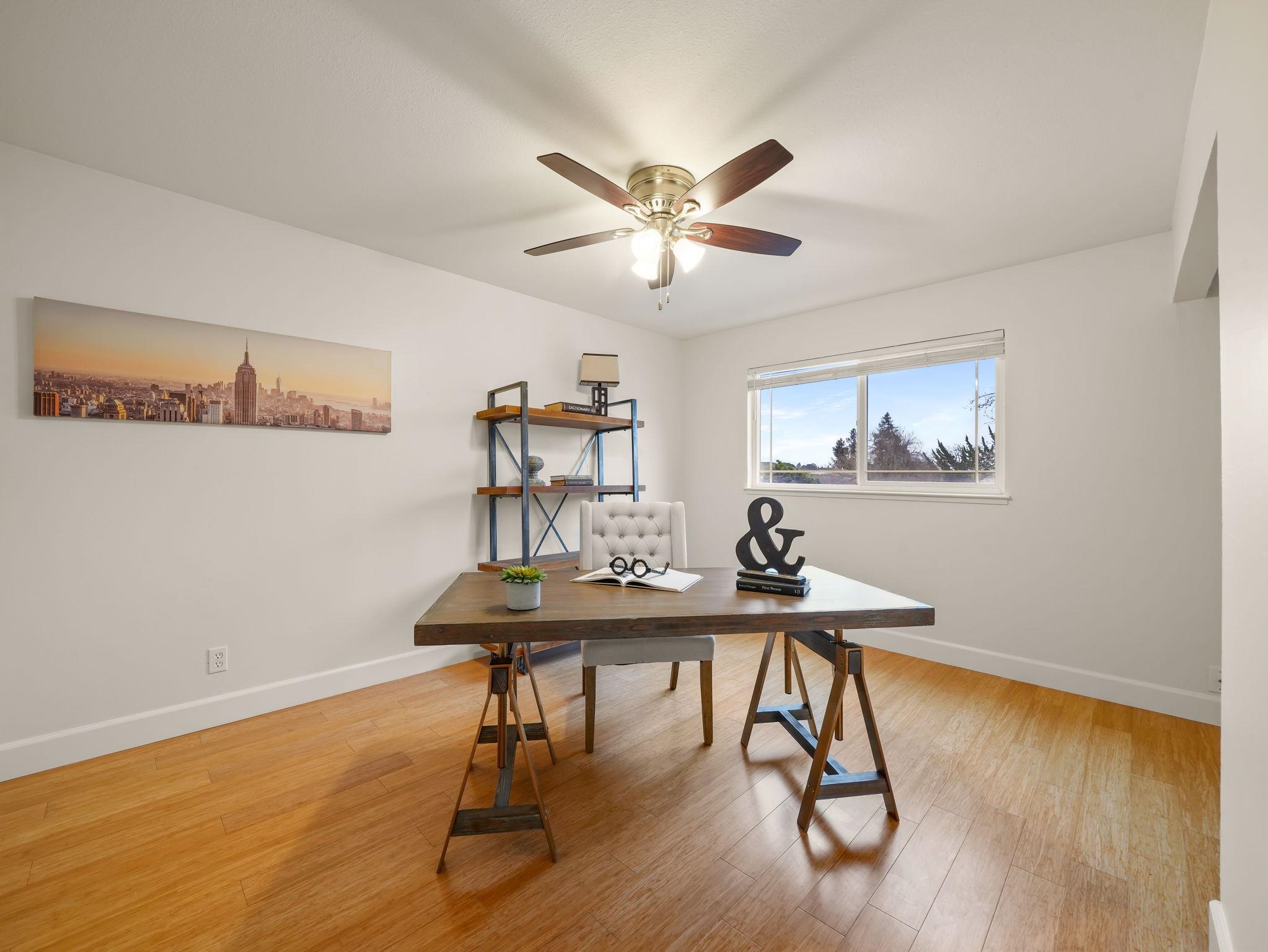 3433 Surry Place Fremont, CA 94536 - Photo 36 of 53 a view of a workspace with furniture and wooden floor