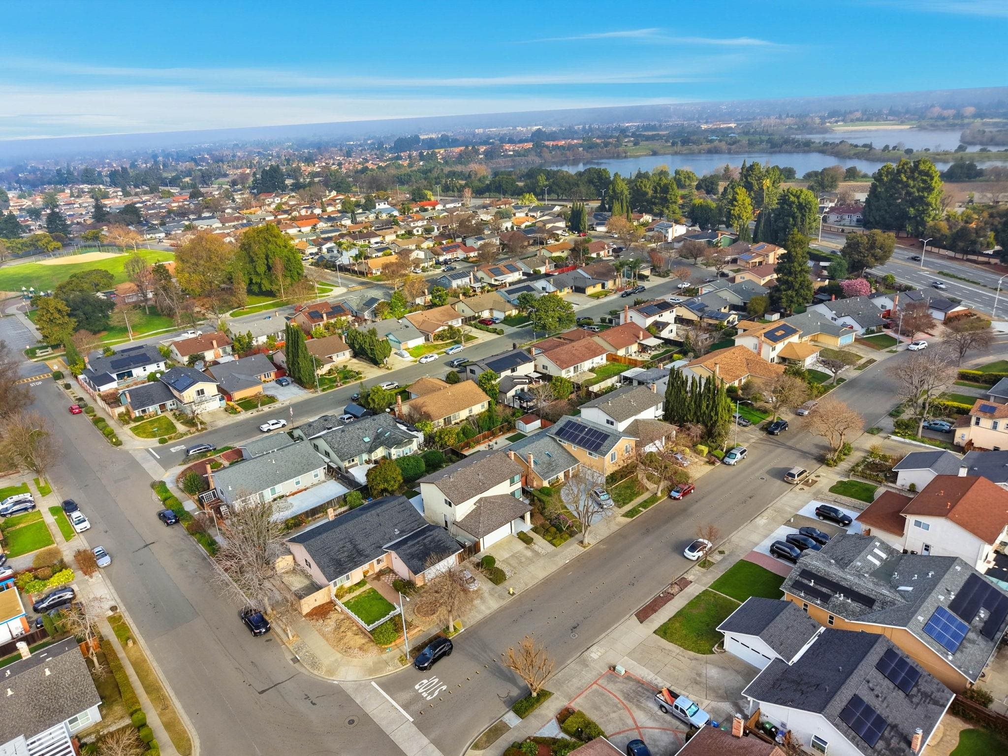 3433 Surry Place Fremont, CA 94536 - Photo 48 of 53 an aerial view of residential building with parking