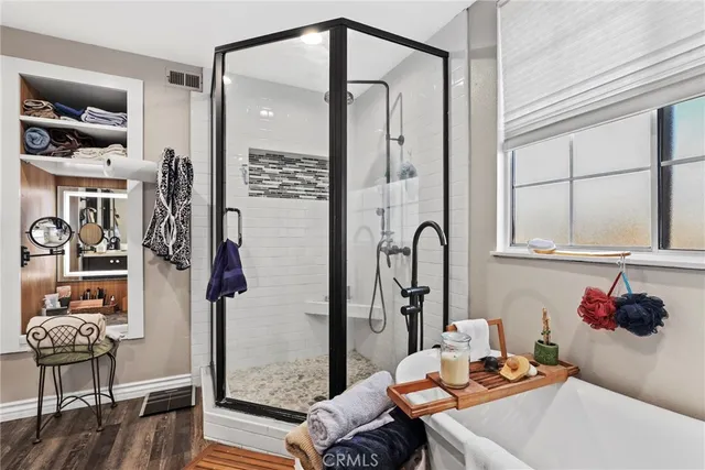 a view of an outdoor dining space with furniture