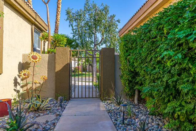 a view of a garden with pathway
