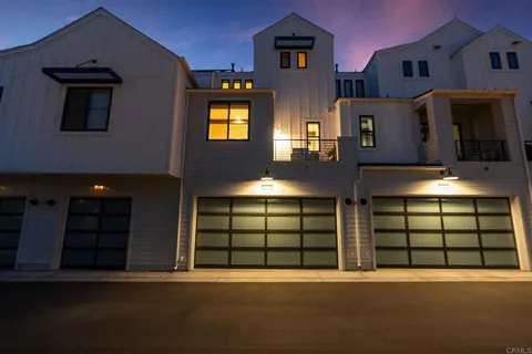 a front view of a building with windows