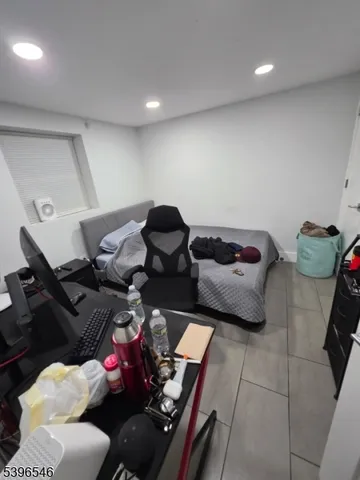 an empty room with a workbench