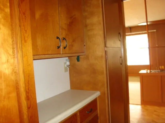 a view of a room with a door