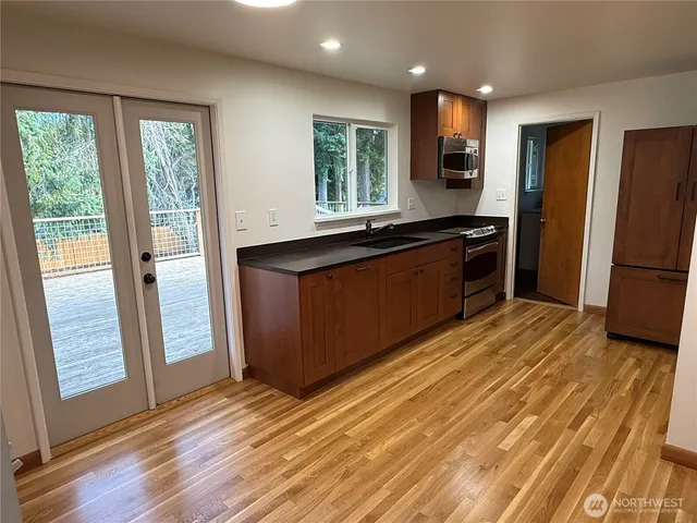 a view of wooden deck