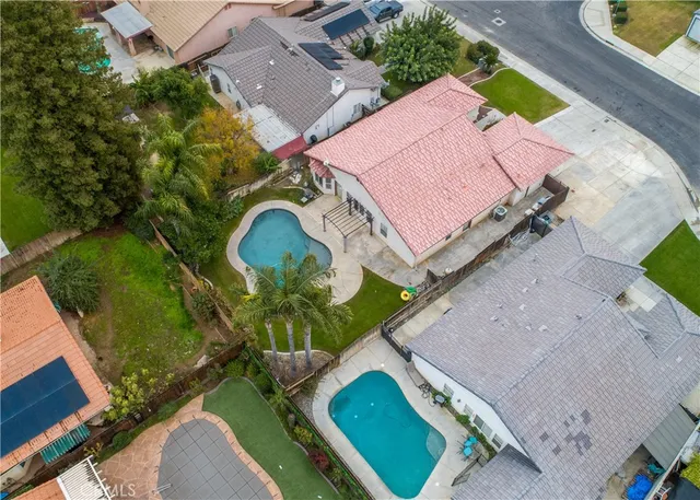 an aerial view of a house