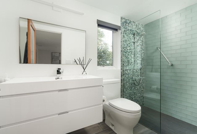 an aerial view of a house with a outdoor space