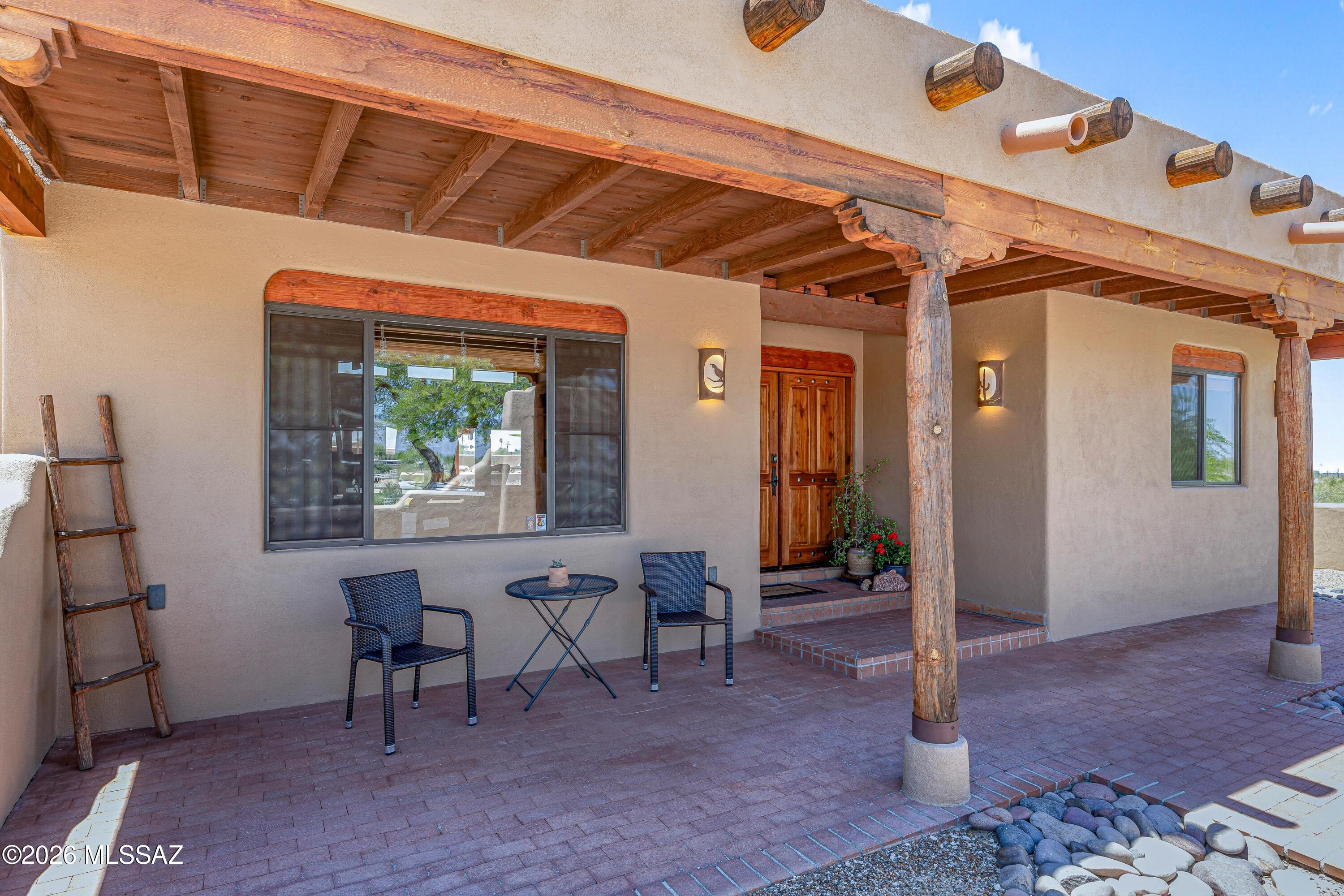 11160 East Golf Links Road Tucson, AZ 85730 - Photo 4 of 51 Front porch with beautiful beamed ceilings.