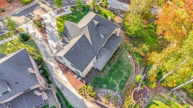 an aerial view of a house