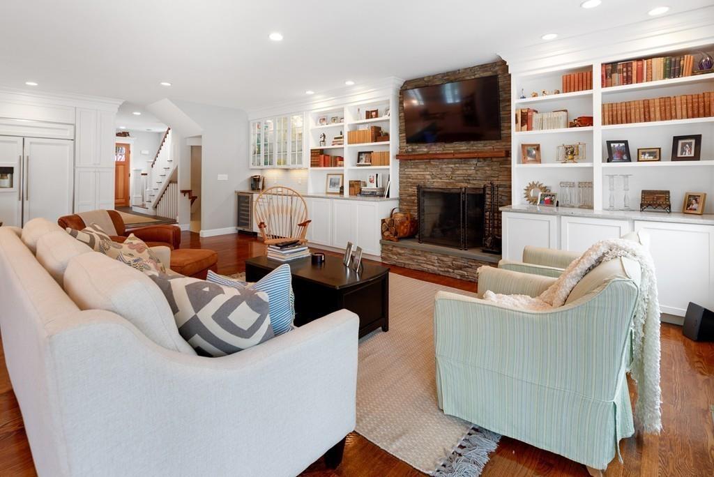 41 Kimball Beach Road Hingham, MA 02043 - Photo 16 of 42 a living room with furniture fireplace and flat screen tv