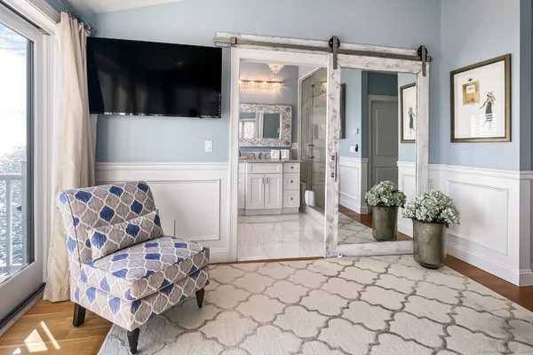 a living room with furniture