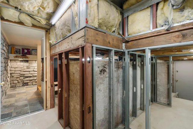 a view of a building with a glass door