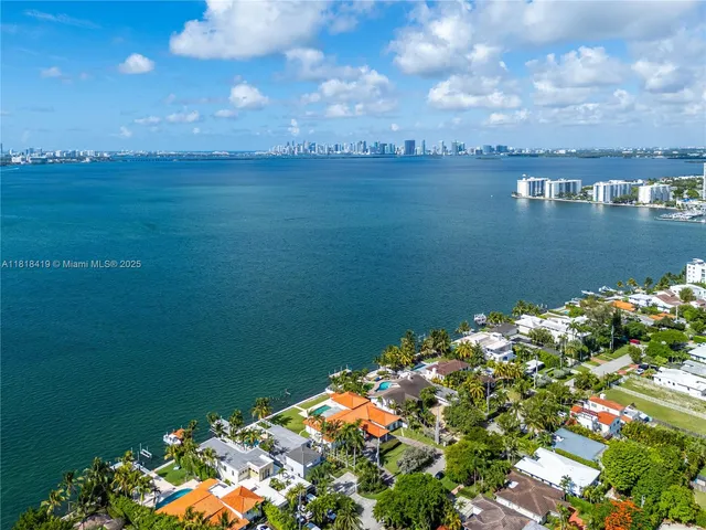 a view of a lake with a city view
