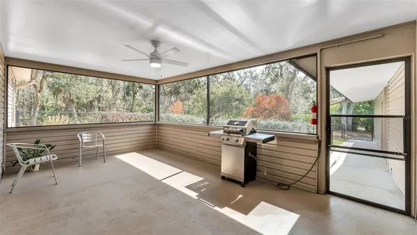 a view of swimming pool from a patio