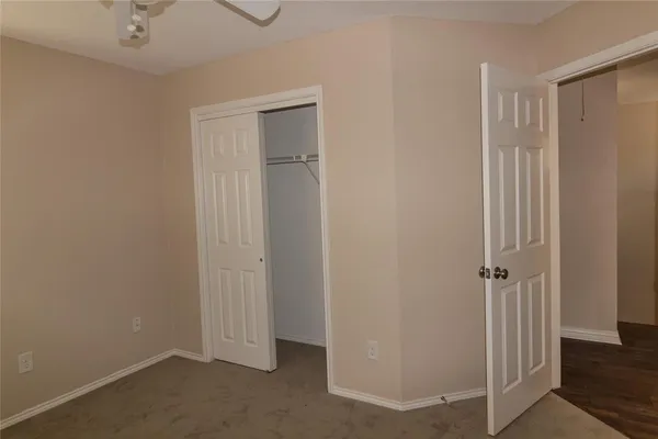 an empty room with a door