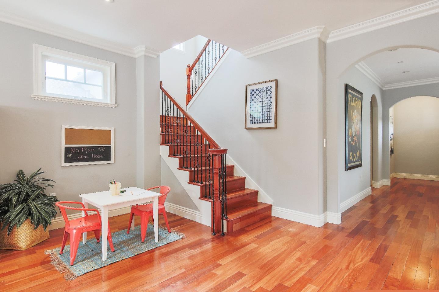 1637 Westmoor Road Burlingame, CA 94010 - Photo 27 of 54 a view of a hallway with entryway wooden floor and front door