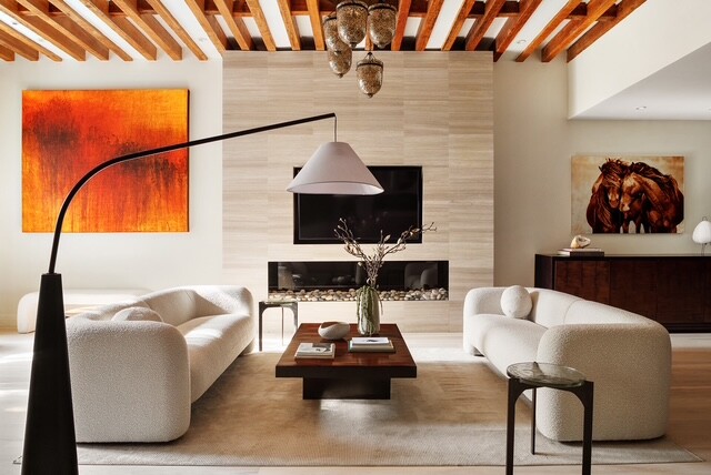 362 West Broadway, Unit 2 Manhattan, NY 10013 - Photo 4 of 13 a living room with furniture a rug and a fireplace