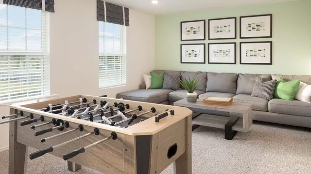 a living room with furniture