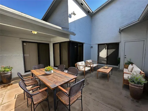 a outdoor space with furniture