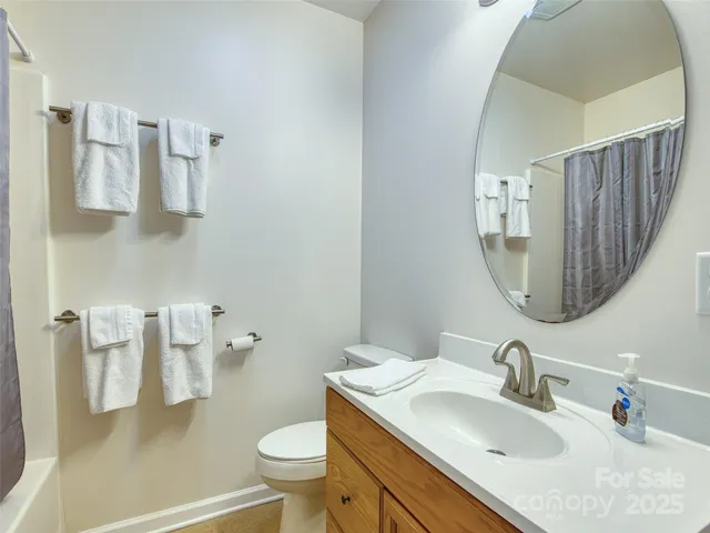 a bathroom with a sink toilet and mirror