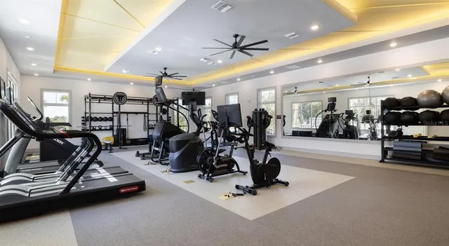 a view of a room with gym equipment
