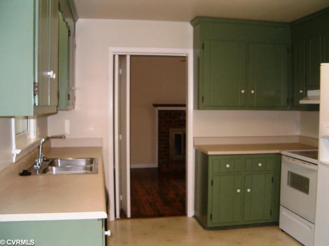 5506 Chanson Road Richmond, VA 23237 - Photo 5 of 12 Cafeteria/Kitchen - Eat In Kitchen with New Counter Tops, Freshly Painted and Flat Top Stove/Oven, & Refrigerator to CONVEY.