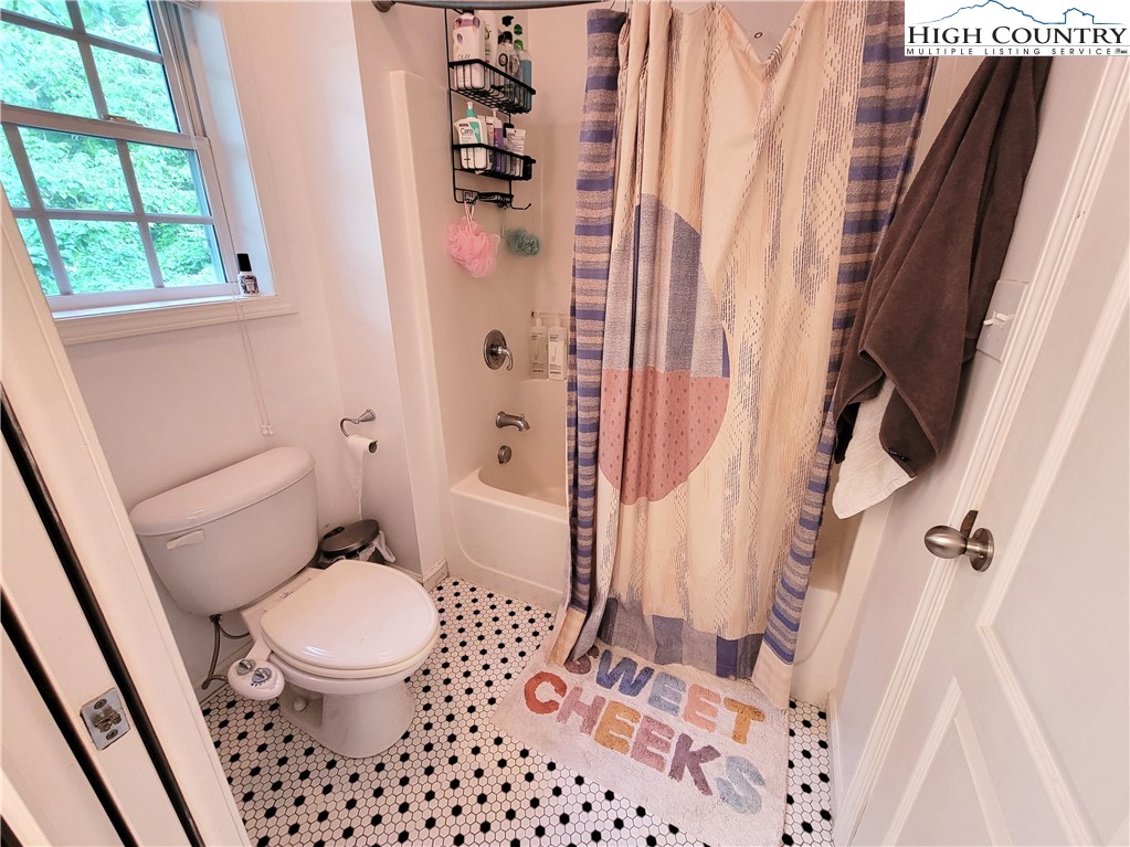 107 Stratford Lane, Unit 24B Boone, NC 28607 - Photo 33 of 45 a white toilet sitting next to a shower curtain