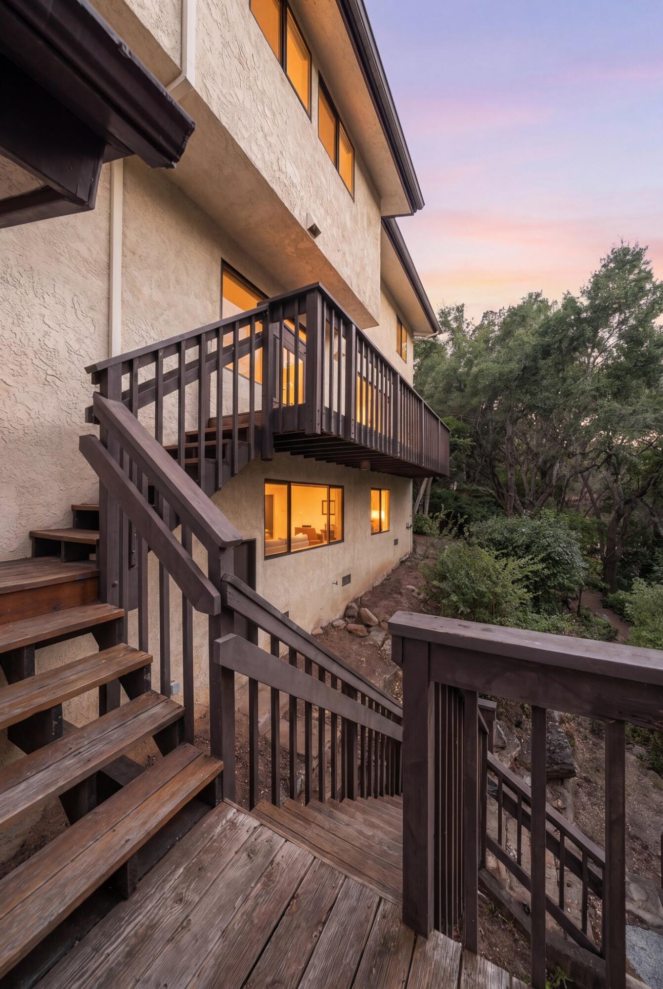 910 Chelham Way Montecito, CA 93108 - Photo 33 of 46 Exterior Staircase Twilight Enhanced