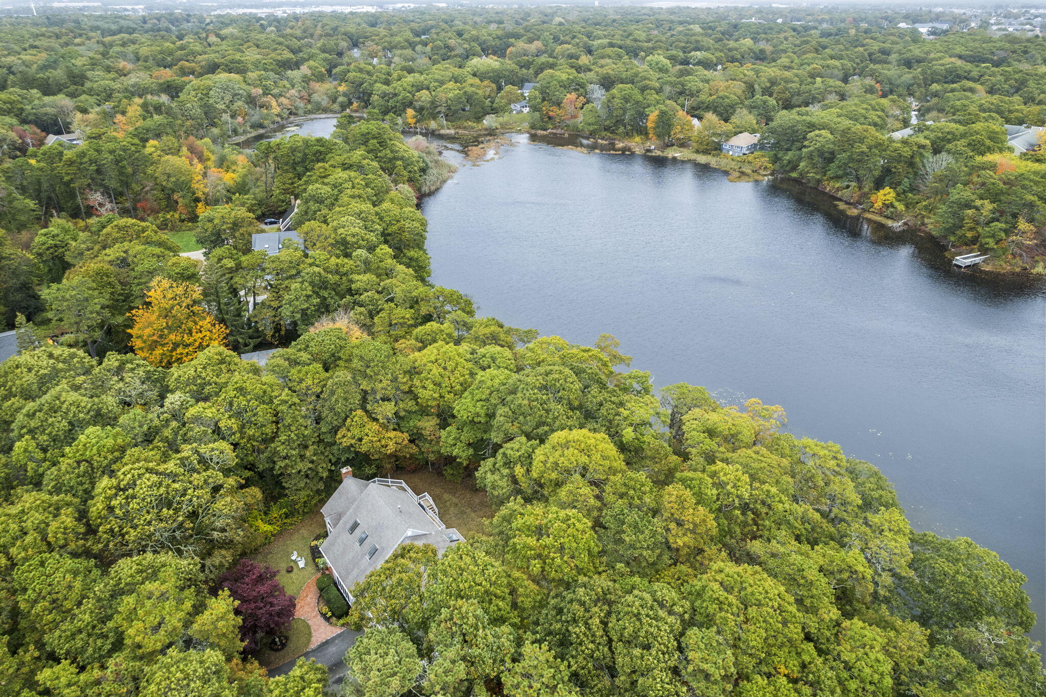 15 Goldie Way Barnstable, MA 02601 - Photo 14 of 48 an aerial view of residential house with outdoor space and trees all around