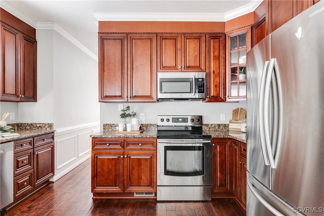 11201 Danforth Road Chesterfield, VA 23838 - Photo 9 of 31 a kitchen with stainless steel appliances granite countertop a refrigerator stove and sink