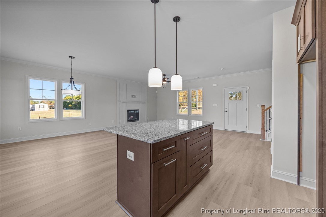 3162 Cameron Hill Road Cameron, NC 28326 - Photo 12 of 45 a kitchen with stainless steel appliances granite countertop a sink a refrigerator and a wooden floor