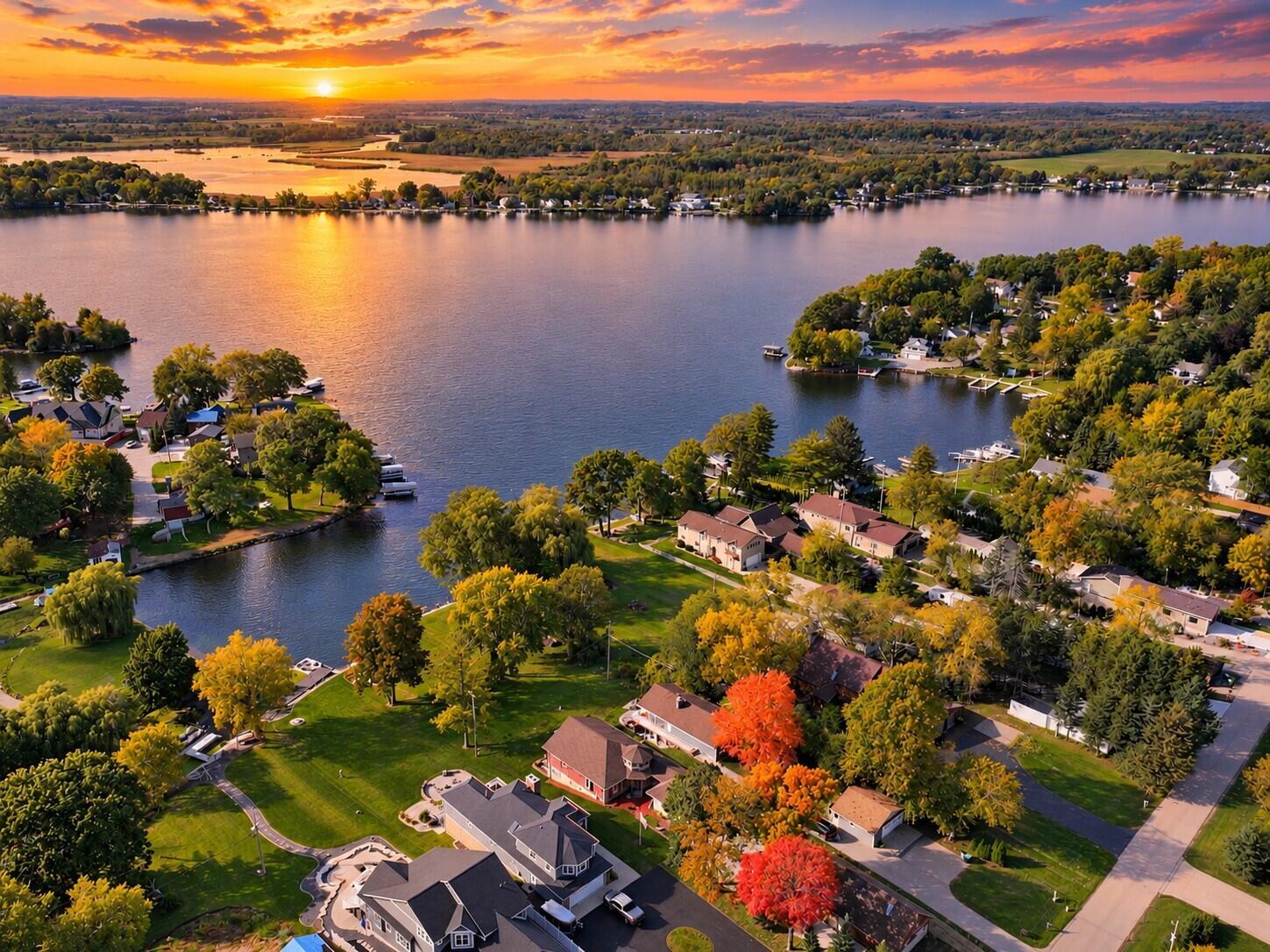 6722 Burma Road Waterford, WI 53185 - Photo 10 of 20 Golden Sunset Over Lakeside Homes