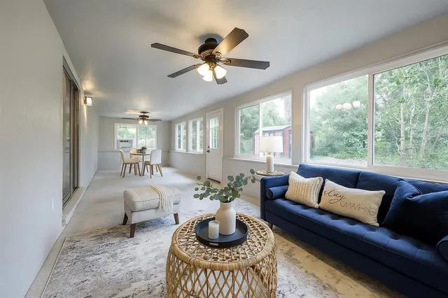 a view of livingroom and window