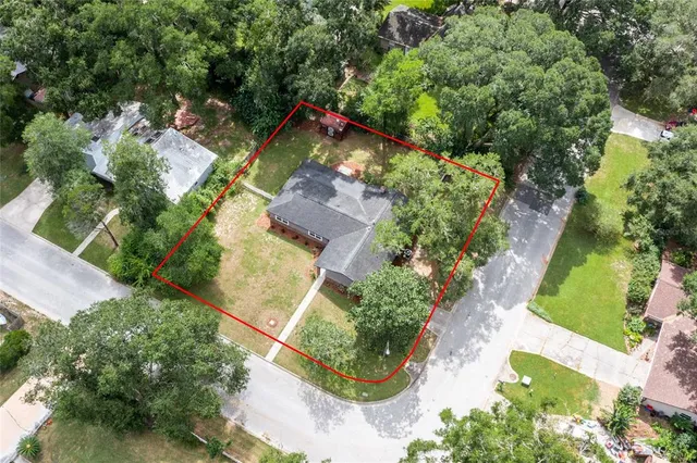 an aerial view of a house