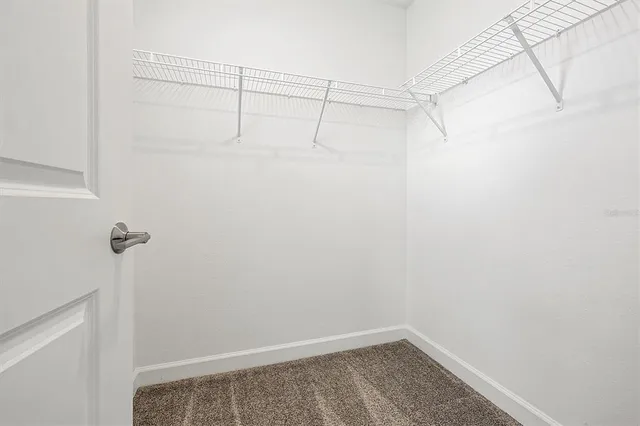 a view of a room with racks on the wall