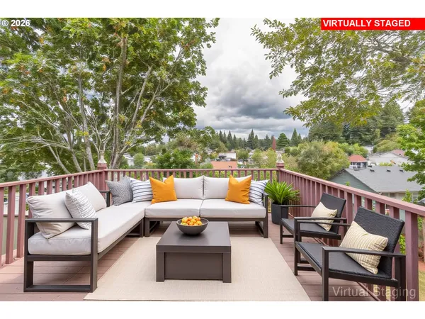 a terrace view with sitting space